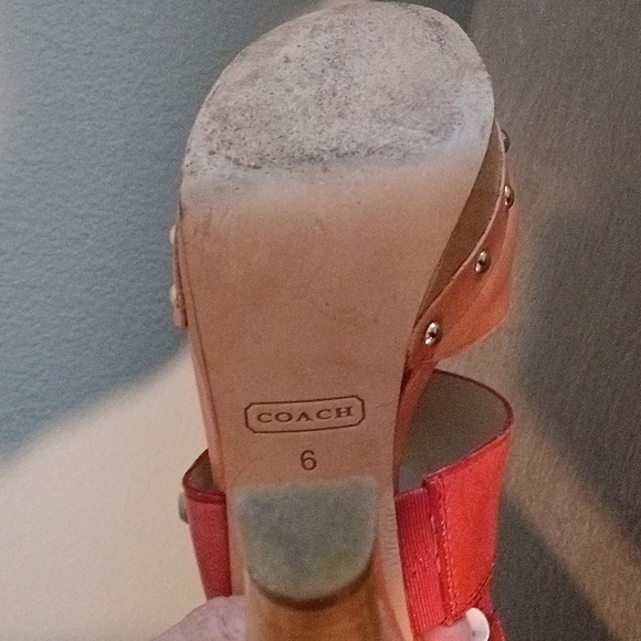 Coach Darcy open toed platform Heels 👠 Orange - Picture 10 of 11